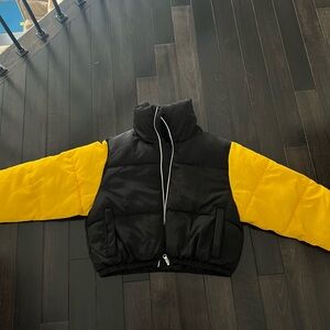 Black and Yellow Puffer Jacket